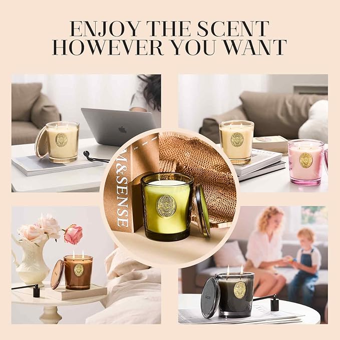M&SENSE Large Two-Wick Soy Candle | Noir Air& Neon Orange | 19.8 oz, 120H Burn Time | Luxury Scented Candle for Relaxation, Gifting, Home Décor | Ideal for Bedroom, Office, Party Ambiance