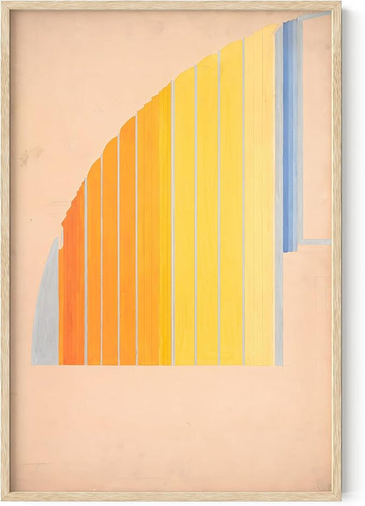 HAUS AND HUES Colorful Abstract Wall Art - Minimalist Retro Picture for Living Room Decor, Red and Pink Modern Wall Art Painting (Winold Reiss, Beige Frame, 24x36)