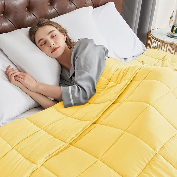 CYMULA Weighted Blanket for Adults (20lbs 60"x80" Queen Size) - Cooling Breathable Heavy Blankets for Summer Winter - Ultra Microfiber Soft Comfort Throw with Glass Beads - Gifts for Men/Women