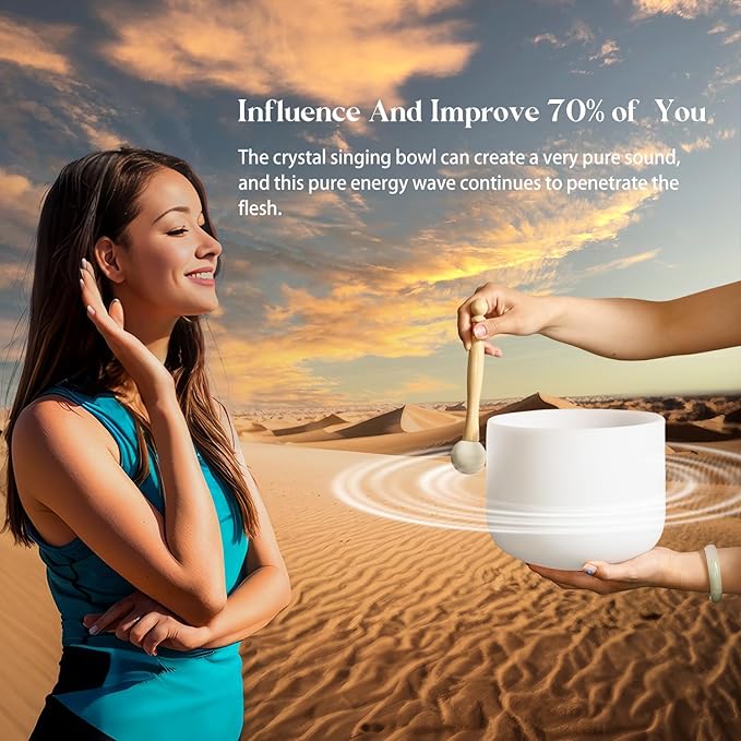 Couple of 2 PCS Crystal Singing Bowl Set, 8" F note Heart Chakra and 10" C note Root Chakra, Sound Bowl Meditation Set for Healing with Carry Case Bag.