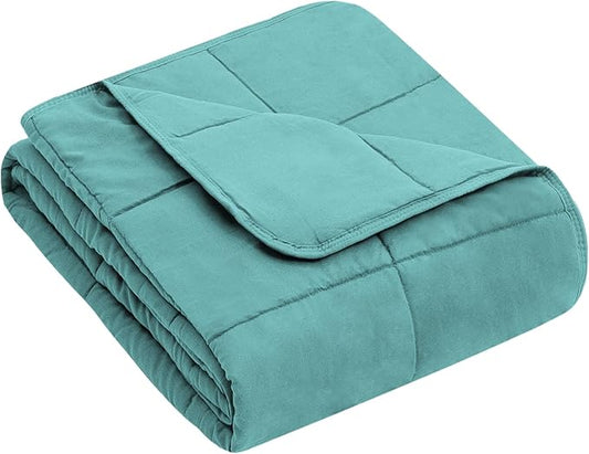 yescool Weighted Blanket (7 lbs, 41" x 60", Teal) Cooling Heavy Blanket for Sleeping Perfect for 60-90 lbs, Breathable Blanket with Premium Glass Bead, Machine Washable