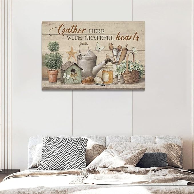 Farmhouse Kitchen Wall Art Country Kitchen Wall Decor Farm Rustic Sign Pictures Canvas Painting Artwork Home Decorations for Living Room Bedroom Bathroom Office 24"x16"