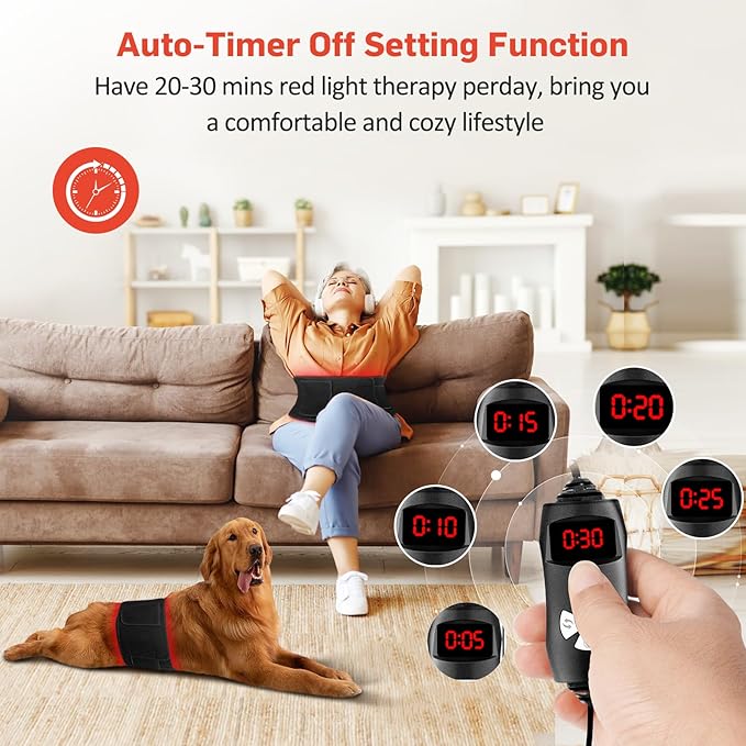 Red Light Therapy for Body, Infrared Light Therapy for Shoulder Waist Muscle Pain Relief, Upgraded 3 in 1 Led Beads, 660nm Red Light &850nm Near Infrared Light Therapy Belt Wrap Timer Remote Control
