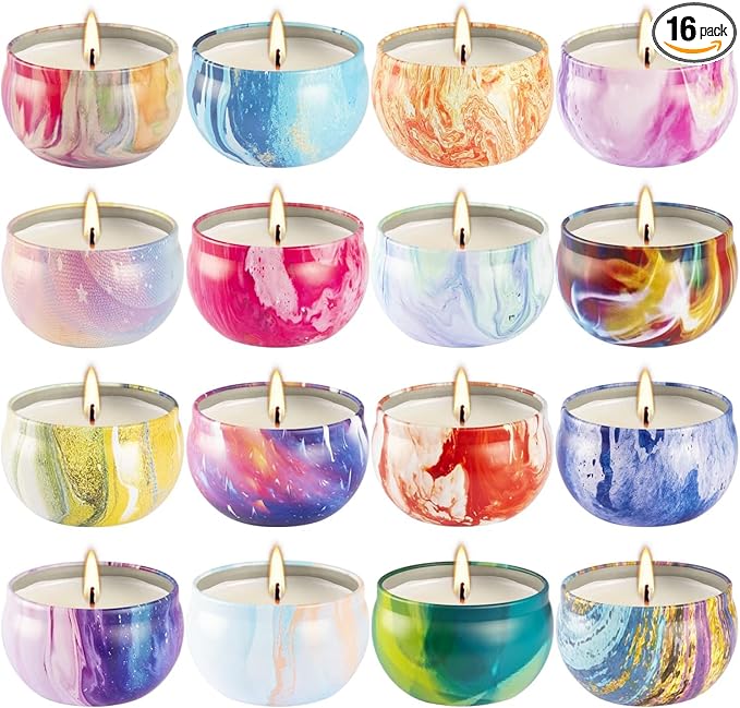 16 Pack Scented Candles Set for Home, Relaxing Stress Relief, Aromatherapy - Natural Soy Wax and Fragrance - Gifts for Women, Mom, Best Friend, Wife, Birthday