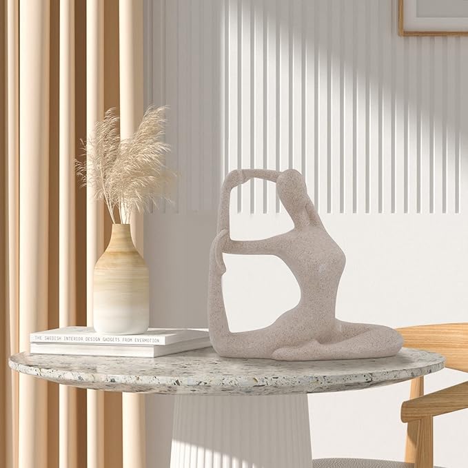SIMON'S SHOP Yoga Sculpture Modern Accent Desk Decor Women Statues Resin Abstract Figurines for Workout Room Studio Yogis Statuette
