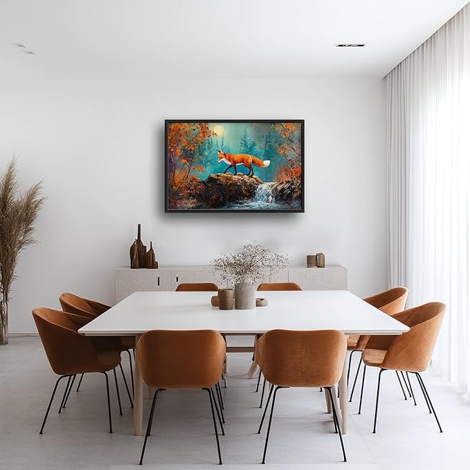 Fox Large Wall Art Forest Animals Pictures Wall Decor Fox Above Over Bed Canvas Prints Painting Framed Artwork Decoration for Boys Bedroom Living Room Office 36"x24"