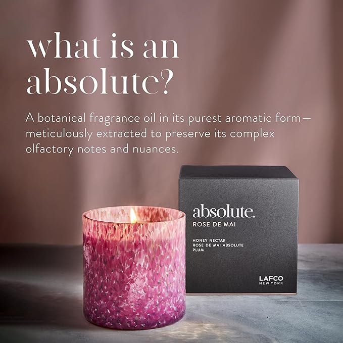 LAFCO New York Signature Candle, Rose de Mai - 15.5 oz - 90-Hour Burn Time - Reusable, Hand Blown Glass Vessel - Made in The USA