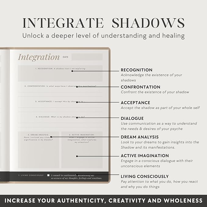 Shadow Work Journal & Workbook (Premium) for Personal Growth, Healing - Guided Audio, Exercises for Self-Reflection, Inspired by Carl Jung, Mindfulness & Mental Health