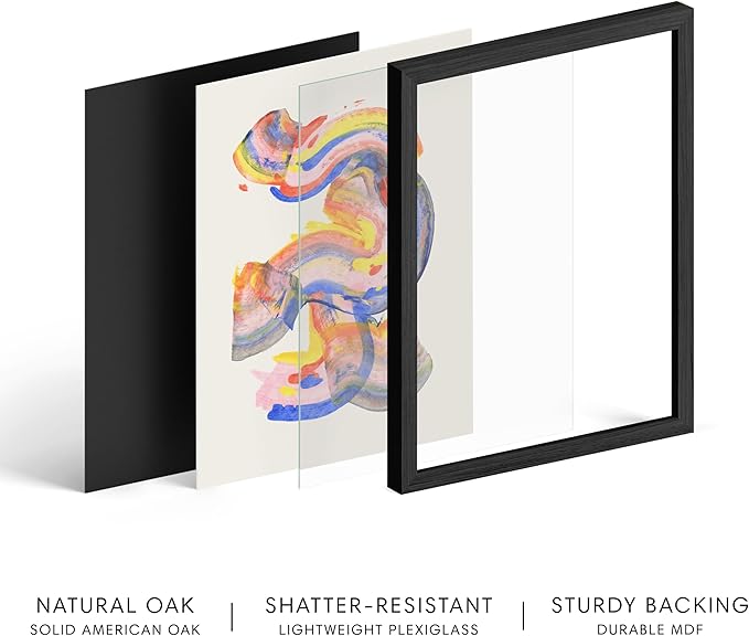HAUS AND HUES Colorful Abstract Wall Art - Minimalist Retro Picture for Living Room Decor, Red and Pink Modern Wall Art Painting (Abstract Watercolor Swirls, Black Frame, 11x14)