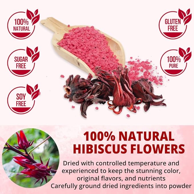 VIDA FARM 100 Hibiscus Tea Bags, 100% Natural Dried Hibiscus Flowers Tea Bags, No Sugar, No Caffeine, No Gluten