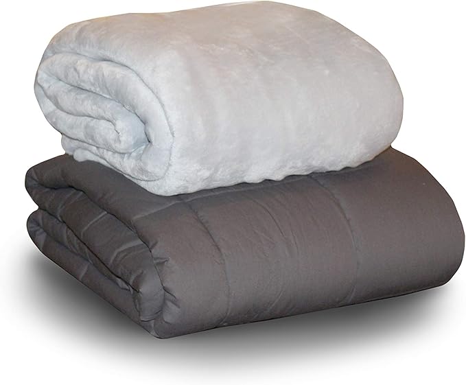 15 lbs Plush Weighted Blanket with Removable & Washable Cover, Grey (48 in. x 72 in.)