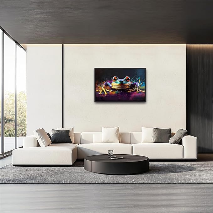 Kylora Frog Wall Art Banksy Frog Pictures Wall Decor Graffiti Street Prints Modern Artwork Abstract Painting Home Office Decorations For Kitchen Bathroom Bedroom Dining Living Room 36"x24"