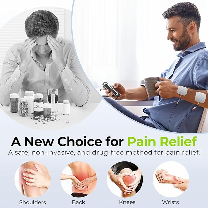 AUVON Rechargeable TENS Unit Muscle Stimulator for Back Pain Relief, 600 mAh Battery TENS Machine with 8 Customizable Modes, Stim Machine for Shoulder & Neck Pain Relief, Nerve Pain Relief, 4 Pads