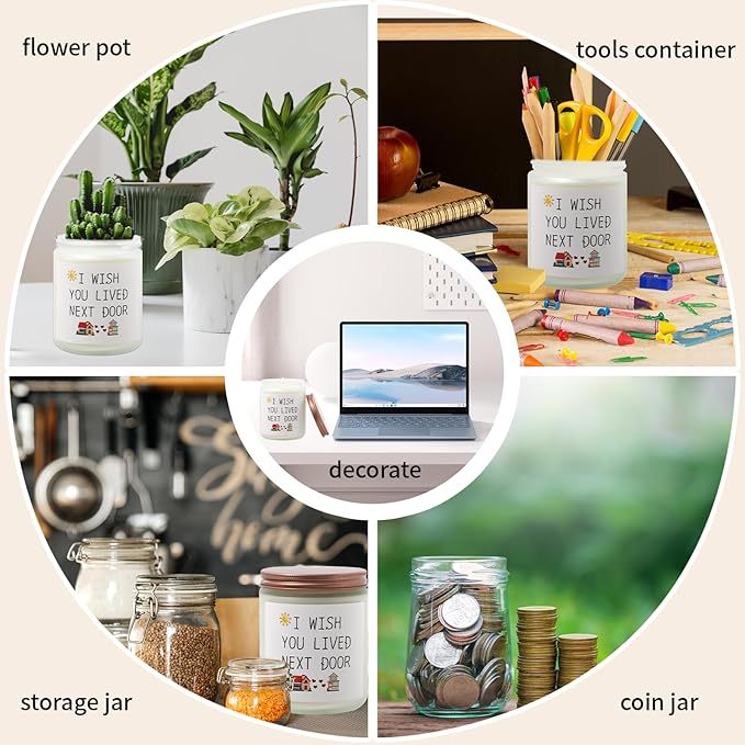 Lavender 'Wish You Lived Next Door' Scented Candle – 8oz Soy Wax Jar, 50-Hour Burn – Long-Distance Gift for Couples, Friends & Missing Someone