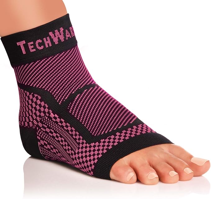 TechWare Pro Ankle Brace Compression Sleeve - Plantar Fasciitis Sock. Relieves Achilles Tendonitis. Foot Arch Support Reduces Joint Pain, Swelling & Heel Spur Pain. Injury Recovery Braces for Sports