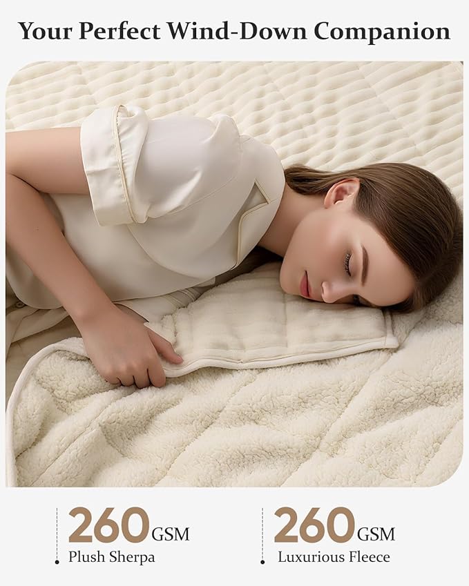 CYK Weighted Blanket 10 lbs for Teens & Children Twin Size 48"x72" - Dual-Sided Fleece & Sherpa Blanket - Heavy Plush Flannel Winter Warm Blanket for Bed and Couch