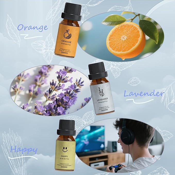 Essential Oil Blends, Pure Essential Oils Set for Diffuser for Home - Peppermint, Orange, Happy, Lavender, Relax, Sweet Dream for Aromatherapy, Humidifiers, Candle & Soap Making 6x10ML