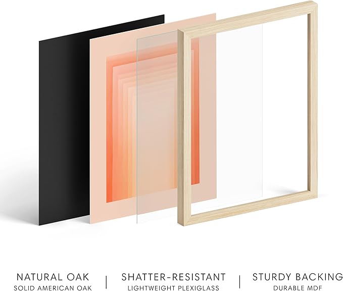 HAUS AND HUES Colorful Abstract Wall Art - Minimalist Retro Picture for Living Room Decor, Red and Pink Modern Wall Art Painting (Pink Geometric, Beige Frame, 8x10)