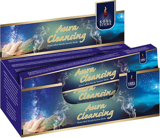 SOUL STICKS Hand-Rolled Incense Sticks Divine Spirit Blends 180 Gram Box | 100% Natural Masala Incense Organic Home Fragrance Agarbatti (Aura Cleansing)