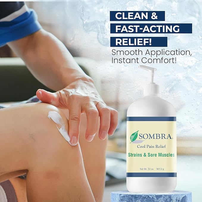 Sombra Original Cool Therapy Gel Cold Pain Relief for Swelling, Growing Pains, Soreness, Post-Workout, Vegan Formula Free of Artificial Fragrances, Dyes, NSAID, Wax, Petroleum, Alcohol - 32oz Pump