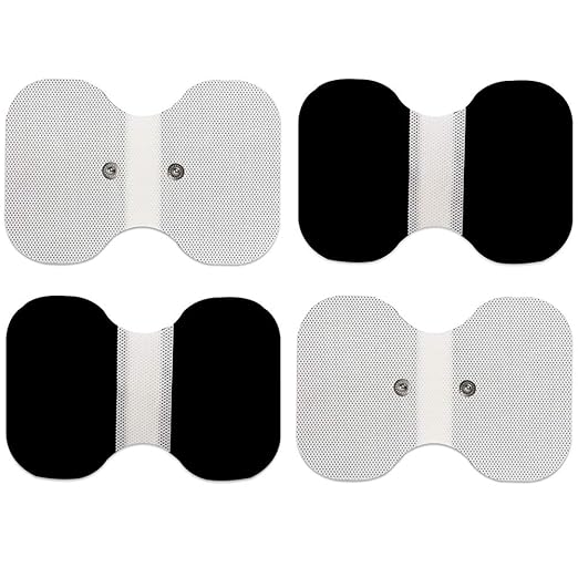LotFancy TENS Unit Pads 4.3” X 6”, 4Pcs Snap Electrode Pads Large, Butterfly Shape, Reusable, Self-Adhesive