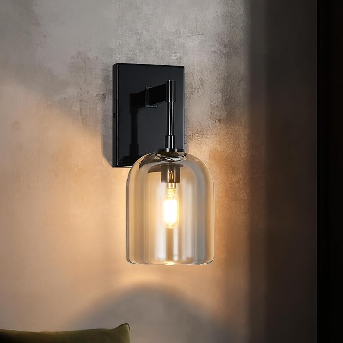 Modern Crystal Wall Sconces Set of Two Indoor Black Wall Lamp Vanity Wall Lighting for Bathroom Bedroom Living Room Stair