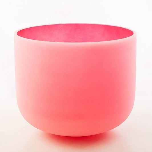 Leize Quartz Crystal Singing Bowl C Note 432 hz Root Chakra Red 12" Wide with Suede Striker