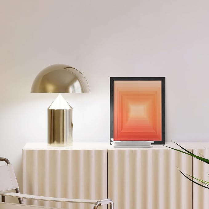 HAUS AND HUES Colorful Abstract Wall Art - Minimalist Retro Picture for Living Room Decor, Red and Pink Modern Wall Art Painting (Pink Geometric 2, Unframed, 8x10)