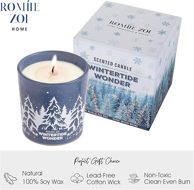 Christmas Scented Jar Candle - 6oz Soy Wax Candle - Wintertide Wonder Infused with Winter Woods Aroma - with Beautiful Keepsake Box Special for Christmas/Holiday Gifts
