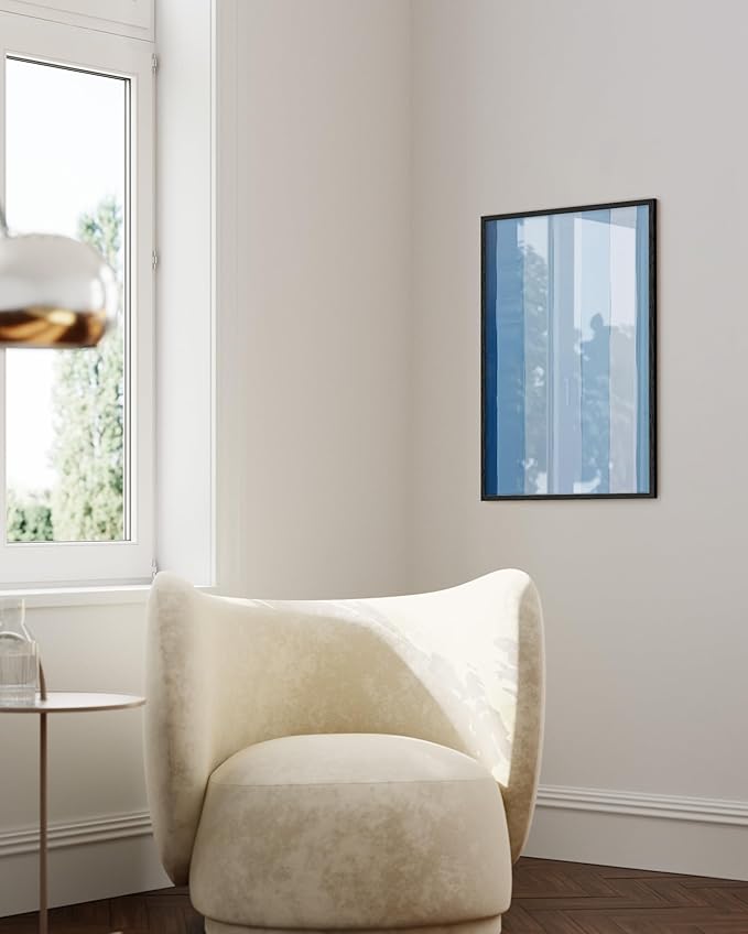 HAUS AND HUES Modern Abstract Wall Art - Blue and Green Living Room Art, Modern Artwork for Walls, Minimalist Picture for Living Room(Painted Stripes, Black Frame, 24x36)