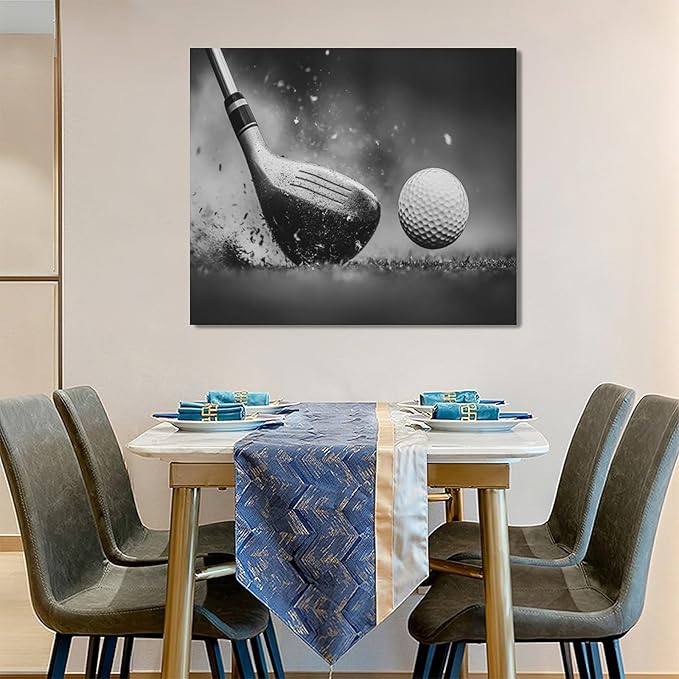 Olivine Golf Wall Art, Pictures Wall Decor, Black and White Sport Paintings, Golfing Sports Canvas Prints, Framed Artwork for Living Room Bedroom Bathroom Office Home Decoration 24"x20"