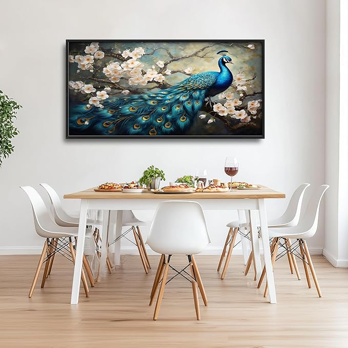 Peacock Large Framed Wall Art for Living Room Peacock Pictures Wall Decor Canvas Print Painting Home Decorations Artwork for Office Bedroom 60x30 inch
