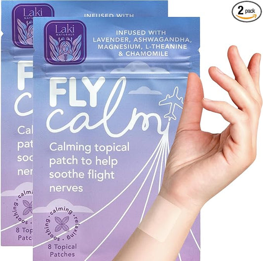 Laki Naturals Fly Calm Patch (2-Pack, 8 per Pack) | Plant-Based Ingredients for Air Travel Stress | Calm Your Fear of Flying
