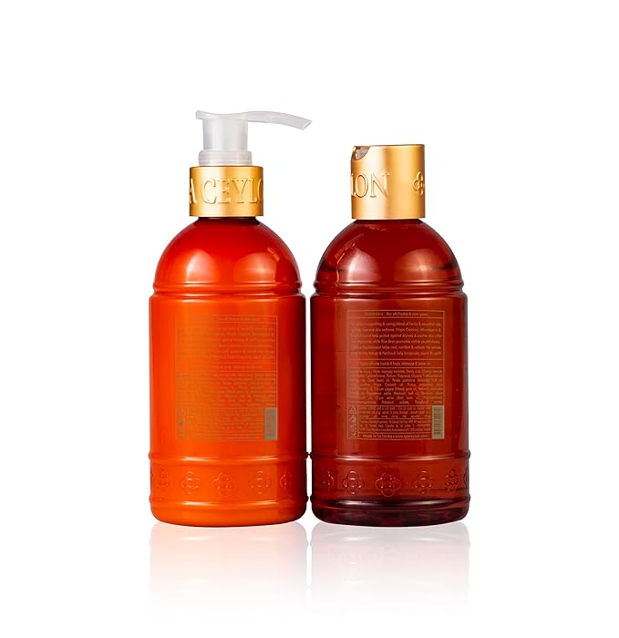 Spa Ceylon Sensual Sandalwood Bath & Body Duo Set | Luxury Sandalwood & Vetiver Body Wash & Lotion Set | Organic & Natural | 250ml x 2