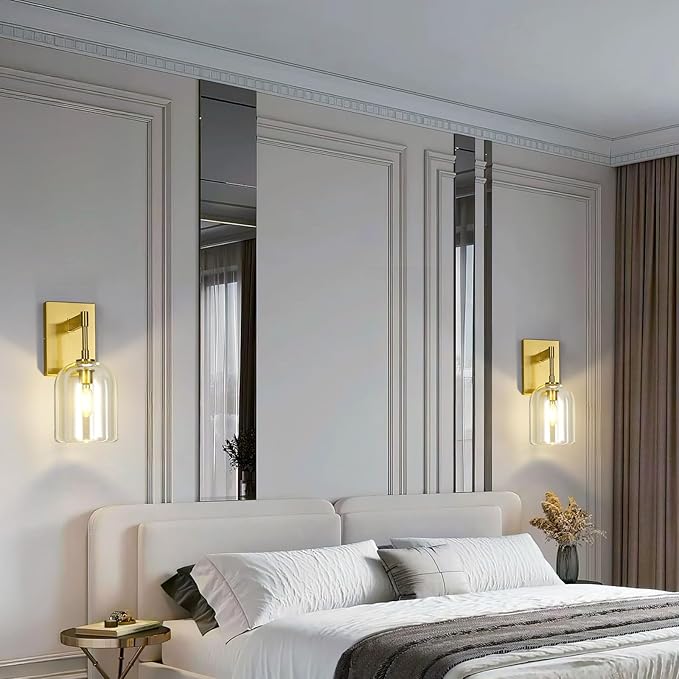 Modern Crystal Wall Sconces Indoor Gold Wall Lamp Vanity Wall Lighting for Bathroom Bedroom Living Room Stair（1Pack）