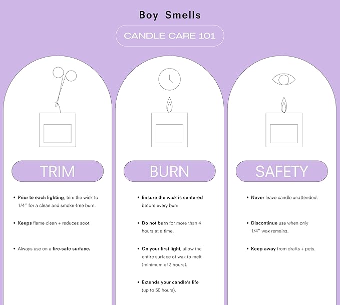 Boy Smells Lavender Candle - 8.5 oz - Luxury Candle with Lemon, Lavander, and Vetiver - Up to 50-Hour Burn - Cotton Wick