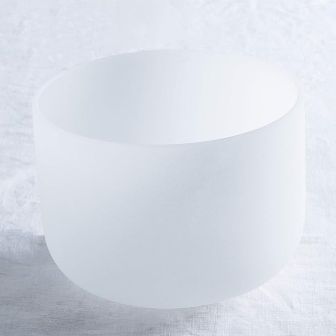Leize Quartz Crystal Singing Bowl 432hz A Note Third Eye Chakra White 7" with Suede Striker