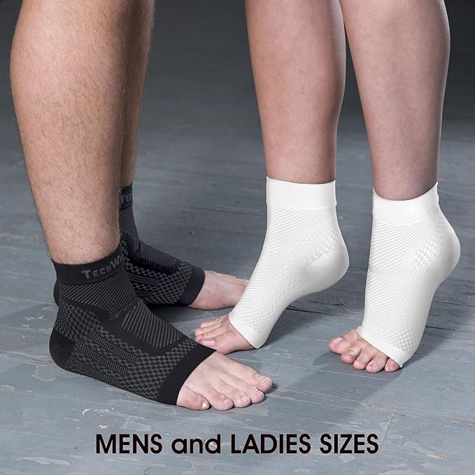 TechWare Pro Ankle Brace Compression Sleeve - Plantar Fasciitis Sock. Relieves Achilles Tendonitis. Foot Arch Support Reduces Joint Pain, Swelling & Heel Spur Pain. Injury Recovery Braces for Sports