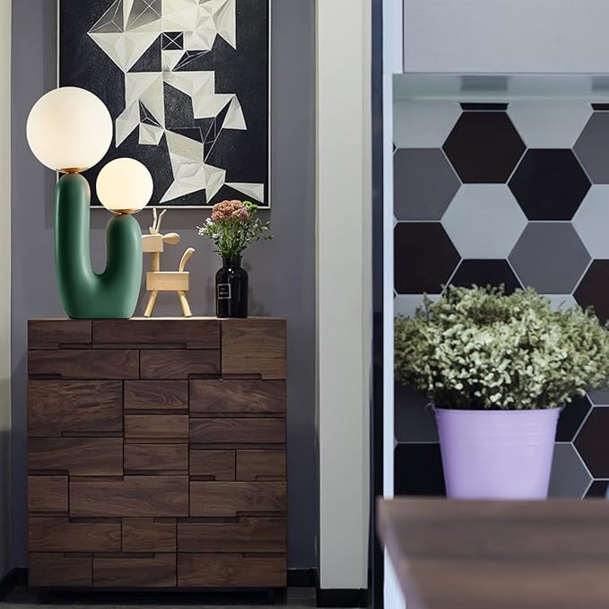 Arturesthome Nightstand Desk Lamp, Creative Nordic Living Room Bedside Bedroom Table Lamp with Light Bulbs, Green