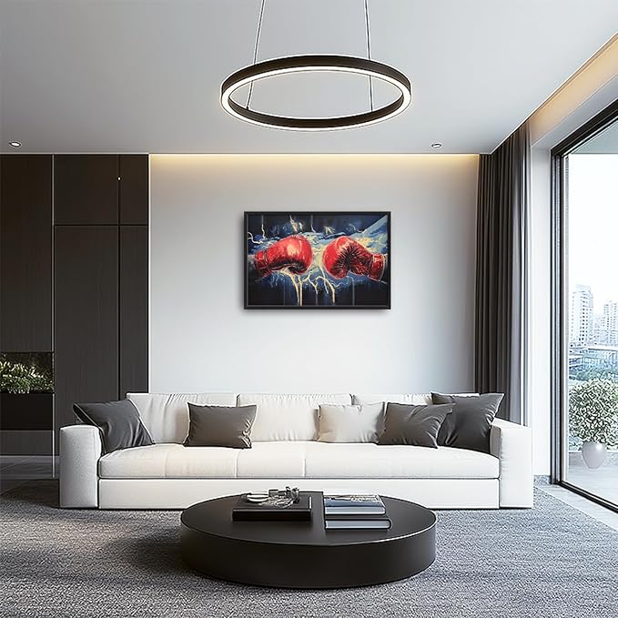 Kylora Boxing Canvas Wall Art Boxing Gloves Pictures Wall Decor Sports Prints Modern Artwork Fitness Painting Home Office Decorations For Gym Bathroom Bedroom Dining Living Room 36"x24"