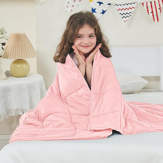 yescool Weighted Blanket (3 lbs, 36" x 48", Pink Grey) Cooling Heavy Blanket for Sleeping Perfect for 20-40 lbs, Breathable Blanket with Premium Glass Bead, Machine Washable