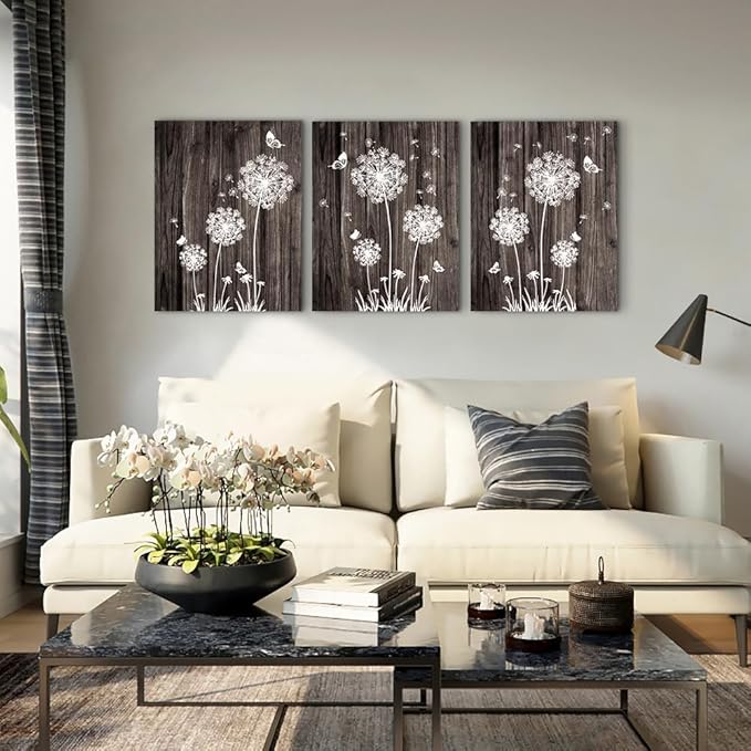 DZRWUBHS Large Canvas Wall Art For Living Room Modern Wall Decor For Bedroom Office Wall Decorations Abstract Wood grain dandelion Wall Paintings Hang Pictures Artwork Room Art Prints Home Decor
