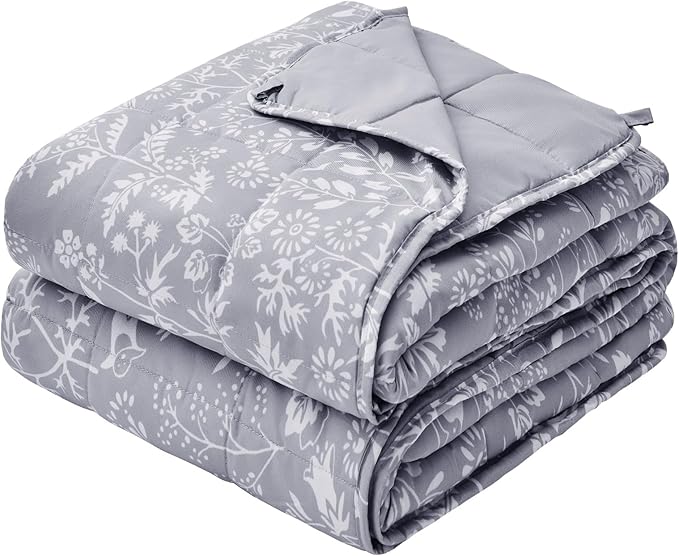 yescool Weighted Blanket for Adults (15 lbs, 48" x 72", Pearl Grey) Cooling Heavy Blanket for Sleeping Perfect for 140-160 lbs, Twin Size Breathable Blanket with Premium Glass Bead, Machine Washable