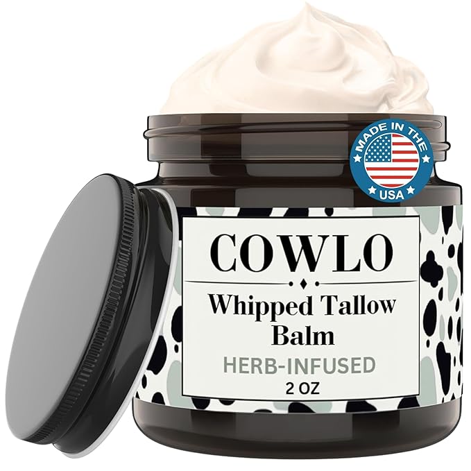 Beef Tallow for Skin, Frankincense - 100% Grass Fed Tallow Moisturizer for Face, Organic Body Butter, Rosacea, Eczema, Babies (Herb-Infused/Unscented) 2 oz