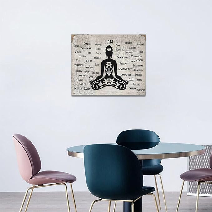 Zen Buddhism Canvas Wall Art Lotus Buddha Pictures Decor Canvas Motivational Painting Prints Wall Decor Framed Buddhist Artwork Gifts for Home Living Room Bedroom 20"x16"