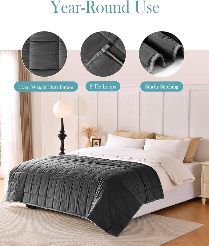 Topblan Weighted Blanket for Adults, Breathable Cooling Weighted Blanket, High Breathability Blanket 12lbs, Soft Material with Glass Beads for All Season, Sofa Bed, 48"x72" Twin Size, Black