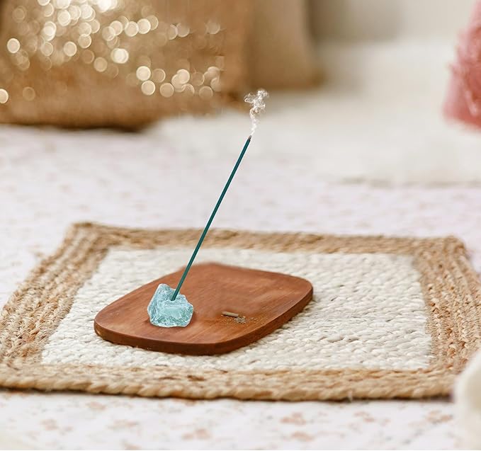 Calm Anxiety & Restore Inner Peace | Incense Sticks Crystal Holder Kit | Green Aventurine Gem Stones with 80 Natural Sticks Palo Santo Incense-Stick | Home,Healing,Reiki,Meditation,Yoga & Relaxation