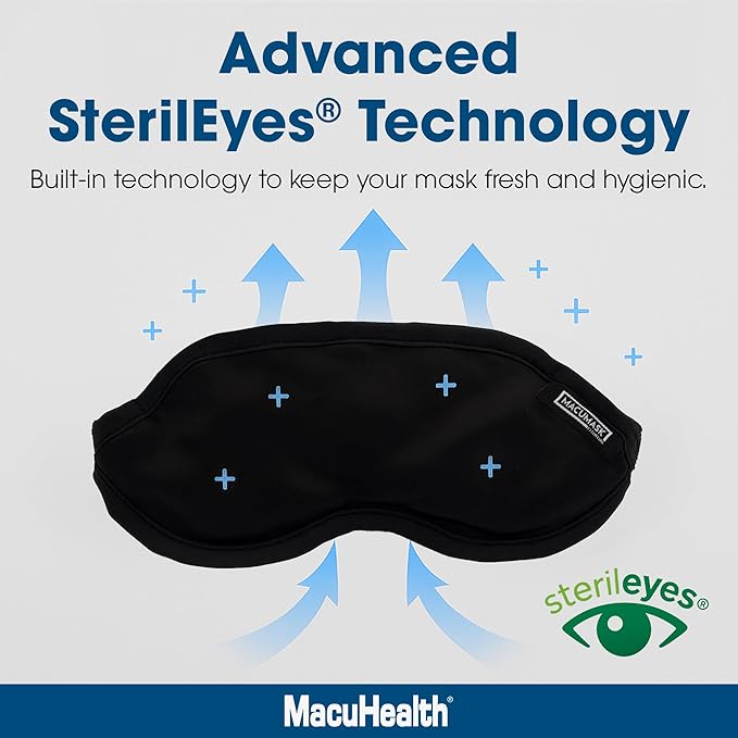 MacuHealth MacuMask Essential - Moist Heat Eye Compress for Dry Eyes, Blepharitis, MGD & Digital Eye Strain, Adjustable Strap, SterilEyes Technology, Microwave & Freezer Safe, Hot or Cold Compress