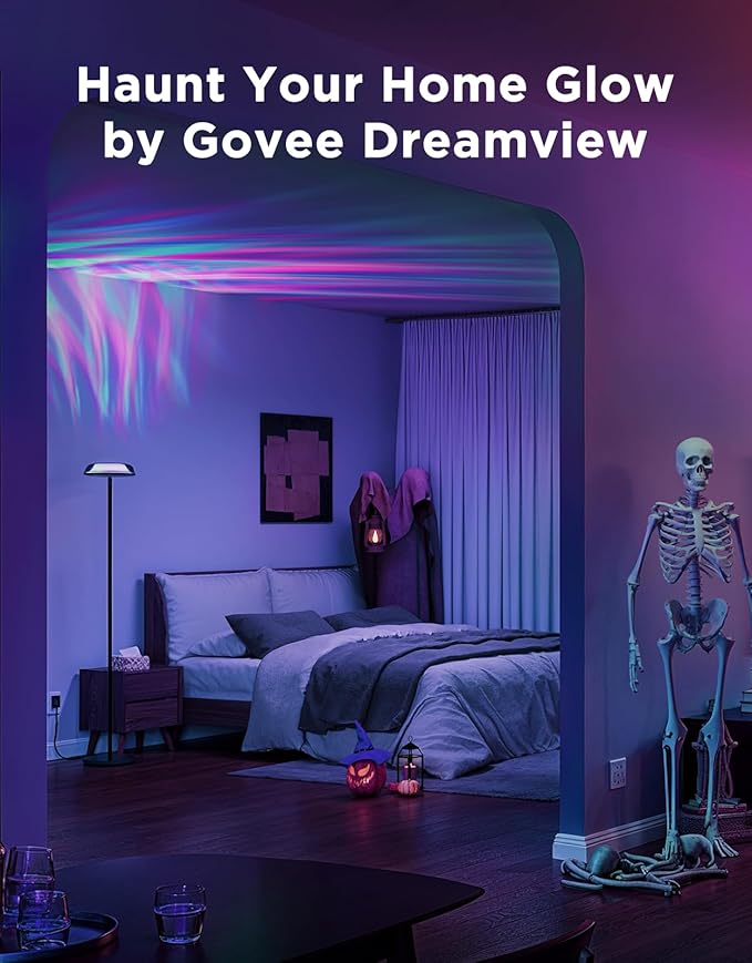 Govee Uplighter Floor Lamp for Living Room, RGBIC Ripple Projector, Floor Lamp for Bedroom Works with Matter, 215 ft² Light Area, 1000lm LED Modern Corner Floor Light, Warm Cool White Standing Lamp