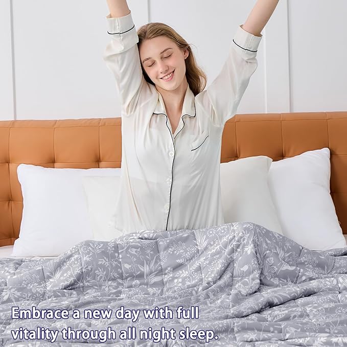 yescool Weighted Blanket for Adults (15 lbs, 60" x 80", Pearl Grey) Cooling Heavy Blanket for Sleeping Perfect for 140-160 lbs, Queen Size Breathable Blanket with Premium Glass Bead, Machine Washable
